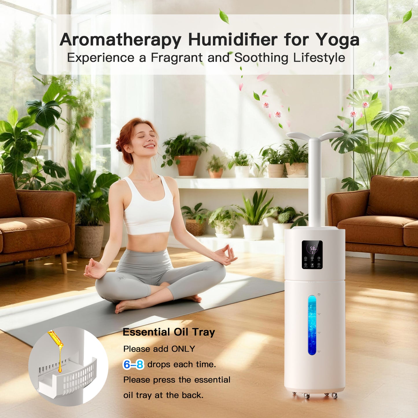 Smart Humidifiers for Large Room Bedroom Home 1800 sq.ft, 17L/4.5Gal Large Humidifier with Extension Tube & 3 Mist Modes, Top Fill Whole House Cool Mist Humidifiers for Plant Commercial Office