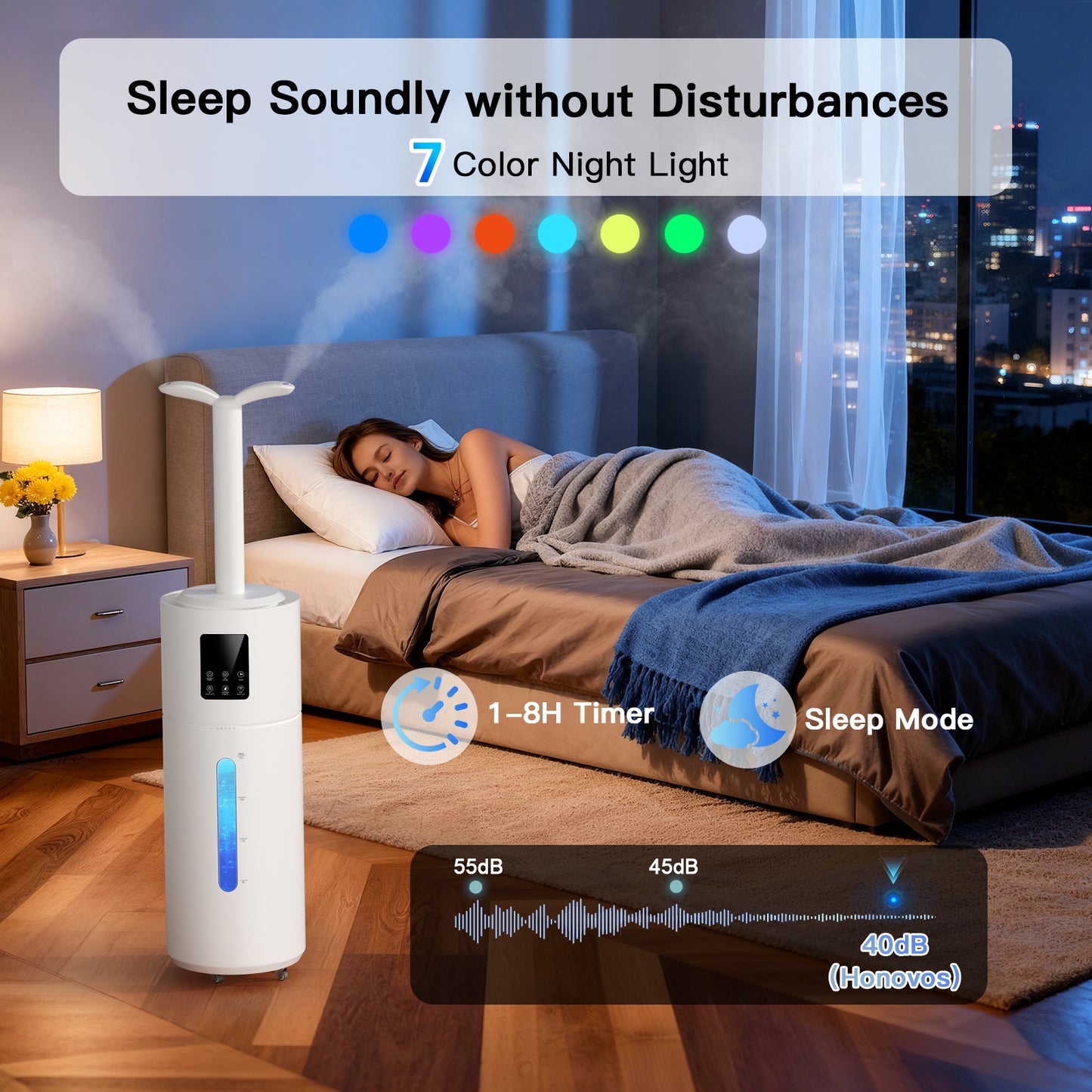Smart Humidifiers for Large Room Bedroom Home 1800 sq.ft, 17L/4.5Gal Large Humidifier with Extension Tube & 3 Mist Modes, Top Fill Whole House Cool Mist Humidifiers for Plant Commercial Office