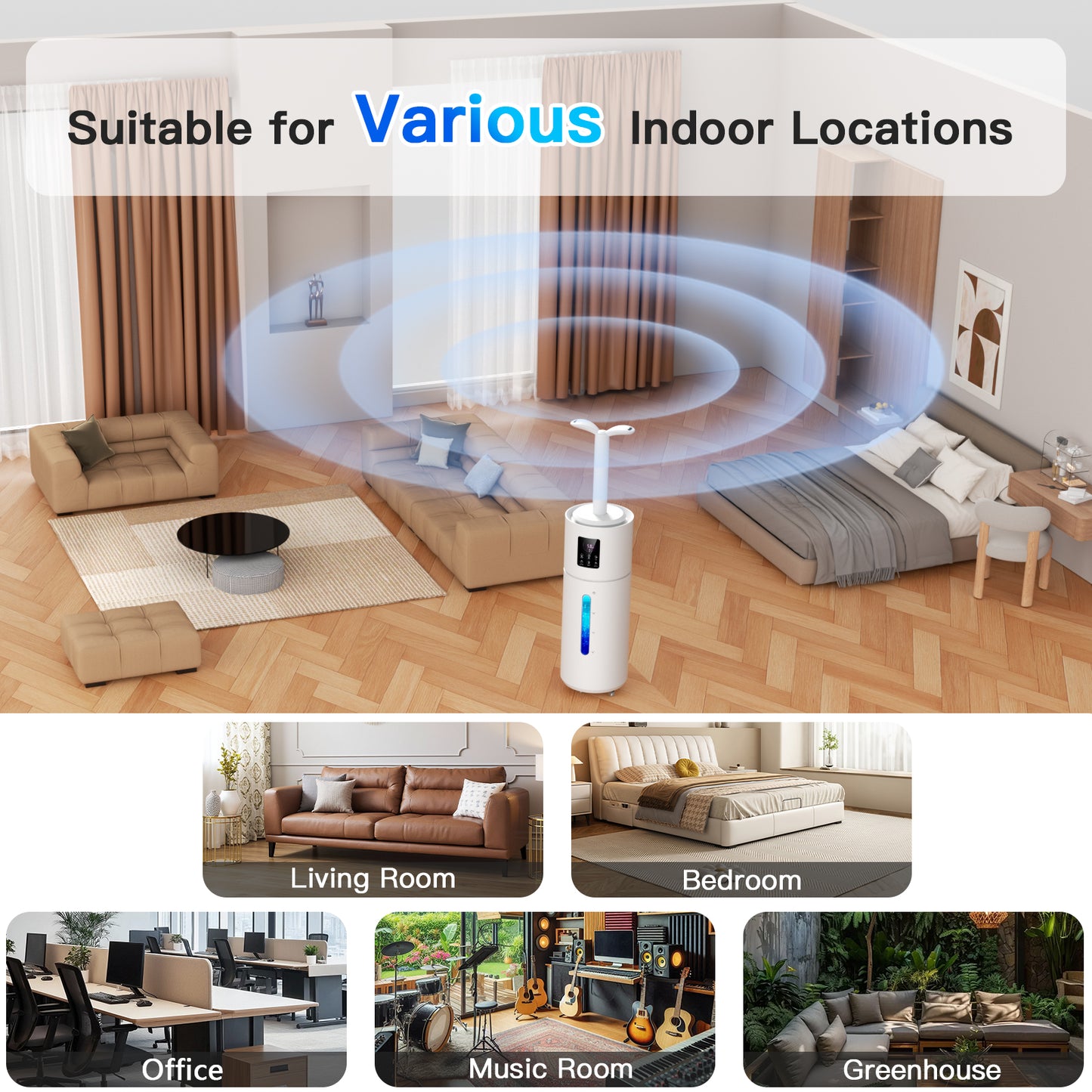 Smart Humidifiers for Large Room Bedroom Home 1800 sq.ft, 17L/4.5Gal Large Humidifier with Extension Tube & 3 Mist Modes, Top Fill Whole House Cool Mist Humidifiers for Plant Commercial Office