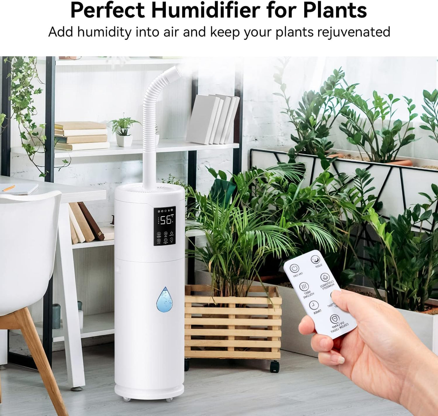 Humidifiers for Large Room Home Bedroom 2000 sq.ft. 17L/4.5Gal Large Humidifier with Extension Tube & 4 Speed Mist,Top Fill Wholehouse Humidifier with 360°Nozzle for Plant Office Commercial Greenhouse
