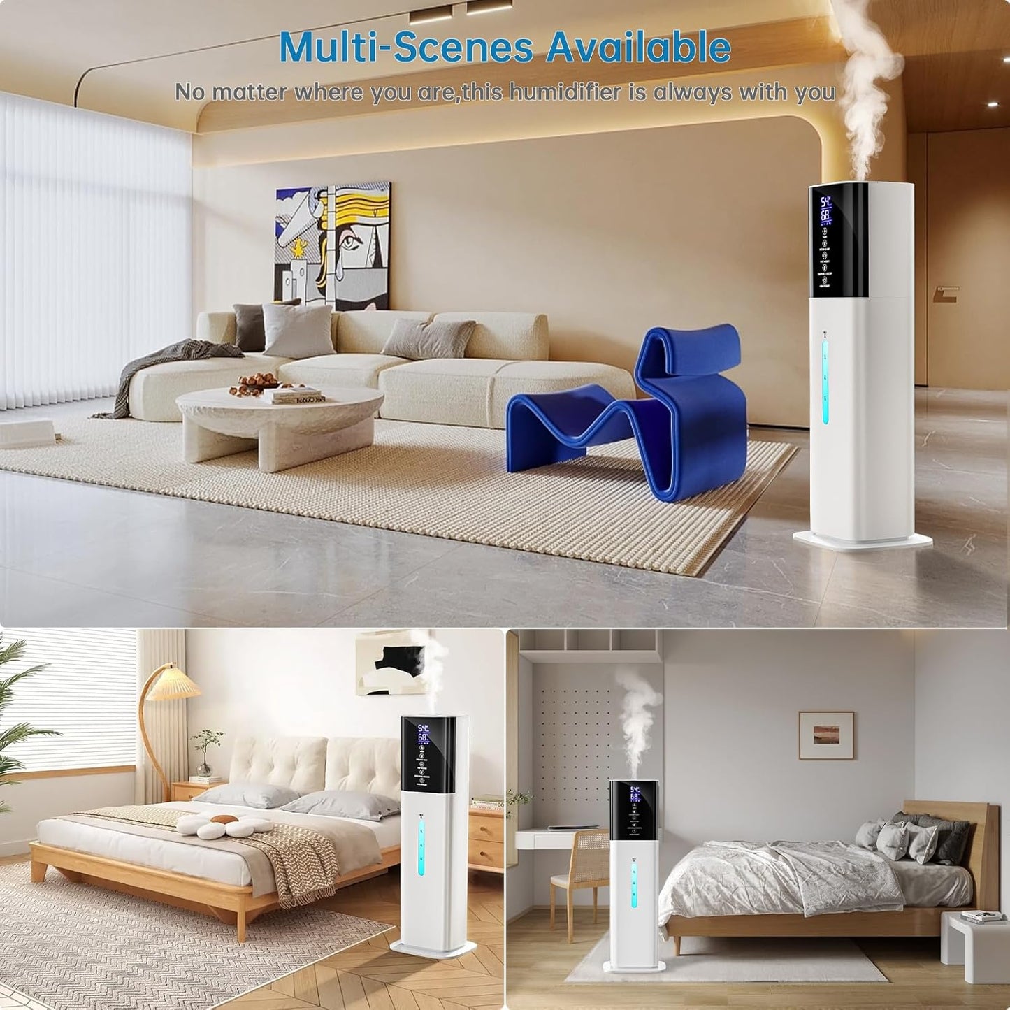 Humidifiers Large Room Bedroom with 7 Colors Light,Honovos 8L 2.1Gal Quiet Ultrasonic Cool Mist Topfill Humidifier with 360° Nozzle 3 Speed Humidistat Essential Oil Tray for Baby Home Plant Yoga Sleep